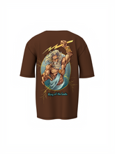 Zeus Graphic Unisex Brown Oversized T-Shirt